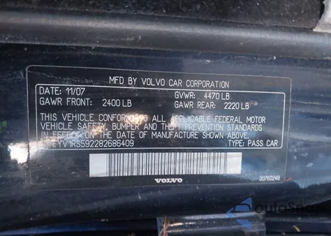 2008 Volvo S60 2.5T from USA, damaged, VIN YV1RS592282686409